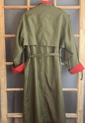 Otello Pelle женщин подпоясанный армия зеленый плащ, размер L 19 x 50), красный отделки - Изображение 1 из 4