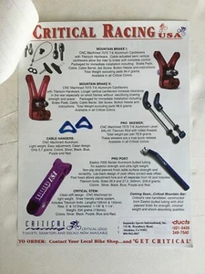 Vintage Original CRITICAL RACING Bicycle Catalog - Picture 1 of 7