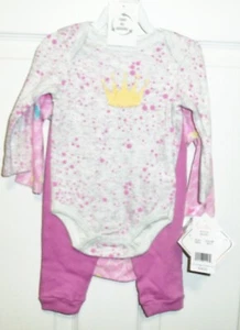 Quiltex Prinzessin 3-teiliges Baby Mädchen Outfit Größe 3-6 Monate NEU - Bild 1 von 3