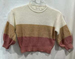 NEW SHEIN Girls Long Sleeve Drop Shoulder Color Block Pullover Sweater Size 7Y - Picture 1 of 9