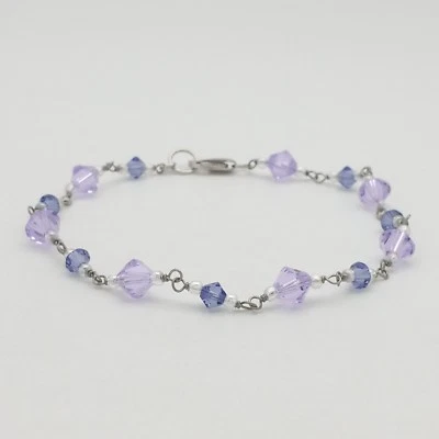 Brazalete de eslabones de plata esterlina 925 amatista clara y oscura púrpura blanco circonita cúbica de 8' pulgadas Foto 1 de 4