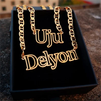 Stainless Steel Personalized Pendant Chain Customized Name Necklace Men Women - Image 1 of 4