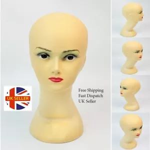 MANNEQUIN DISPLAY HEAD SOLID HARD PLASTIC FEMALE SWAN NECK BUST WIG HATS MODEL - Picture 1 of 9