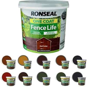Ronseal 5L One Coat Life Quick Dry Garden Shed Fence Paint All Colours - Picture 1 of 16