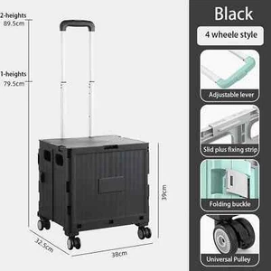 Trolley Pull Rod Rear Shopping CartOutdoor Folding Portable Shopping Carts Hand - Picture 1 of 13