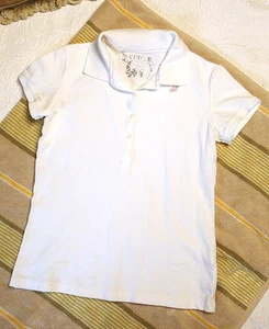 WHITE CHEROKEE COTTON V-NECK SHORT SLEEVE TOP GIRL'S CHILDS SIZE LARGE - Picture 1 of 4