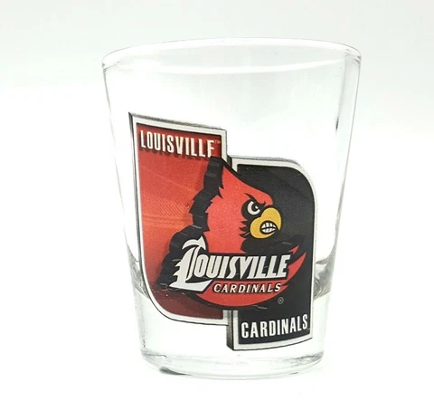 Louisville Cardinals Clear Shot Glass 2 oz Round NCAA Sports College Fan Team Cover