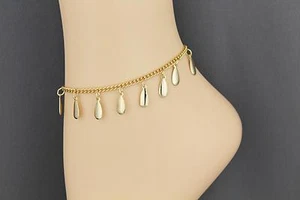Oro Colgante Tobillera Colgante Lágrima Colgante Pulsera Tobillo Ajustable - Imagen 1 de 6