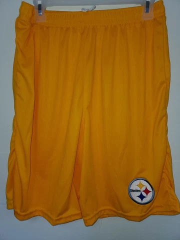 0725-2 Mens PITTSBURGH STEELERS Polyester Jersey SHORTS GOLD BLACK New Cover