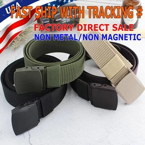 Mens Unisex Canvas Webbing Belt Regular Size Military Style Tactical Buckle Belt - Picture 1 of 11