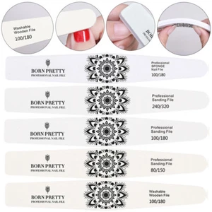 BORN PRETTY Nail File Washable Wooden Grinding Polishing Nail Art Buffing Tools