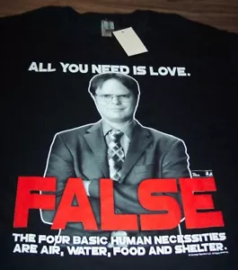 THE OFFICE Dwight Schrute FALSE T-Shirt XL NEW w/ TAG Love Is All You Need - Picture 1 of 3