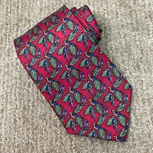 Corbata de periquito roja Liberty of London - 100 % seda EE. UU. dinero antiguo silencioso lujo - Imagen 1 de 6