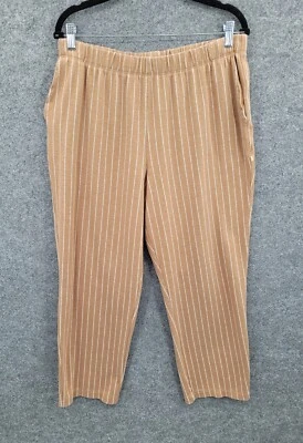 Pantalones de pijama de franela Lands End para mujer grandes bolsillos elásticos en la cintura marrón a rayas Foto 1 de 4