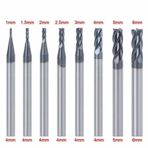 8 piezas HRC45 1 mm 1,5 mm 2 mm 2,5 mm 3 mm 4 mm 5 mm 6 mm molino final de carburo CNC 4 palos - Imagen 1 de 1