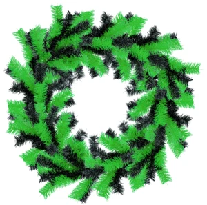 18'' Tinsel Christmas Wreath Green and Black Hand-Made Artificial PVC - Picture 1 of 4
