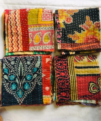 Indian Vintage 50/100 Pcs Remnants of Recycle Cotton quilt, Kantha Fabric Scraps - Image 1 of 4