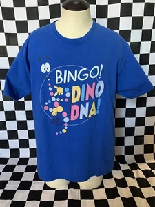 JURASSIC PARK Blue T-Shirt BINGO DINO DNA Shirt John Haman Dinosaur sz L - Picture 1 of 10