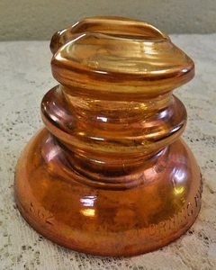 Vintage Corning Pyrex 662 Iridescent Amber Carnival Glass Insulator Excellent! - Picture 1 of 7