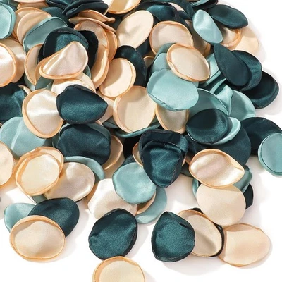 400 pétalos de rosa de seda pétalos de flores de hilo dorado para boda mezcla de flores verdes Foto 1 de 4