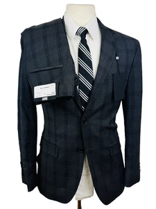 $395 BRAND NEW DKNY Mens 36S Gray Check 2 Piece Suit With Dress Pants 29x29 - Picture 1 of 9