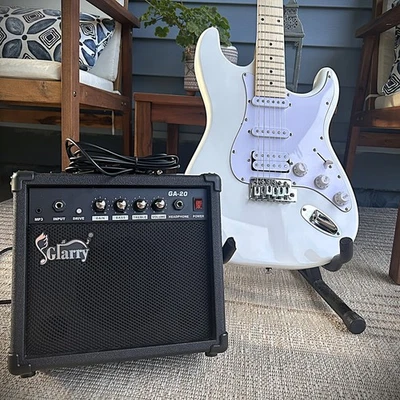 All-In-One White Electric Guitar Package with 20w Amp, Full-Size, H-S-S Pickups - Image 1 of 4