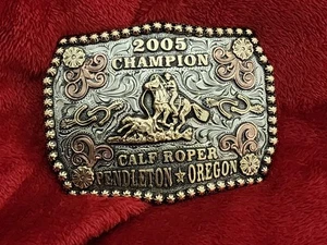 Rodeo☆2005☆Calf Roping X-TREME Champion Trophy Buckle☆Pendleton Oregon☆Rare☆R91 - Picture 1 of 14
