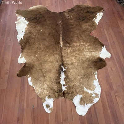 Alfombra de cuero de vaca IKEA KOLDBY cuero genuino cuero marrón blanco 80x60" Foto 1 de 4