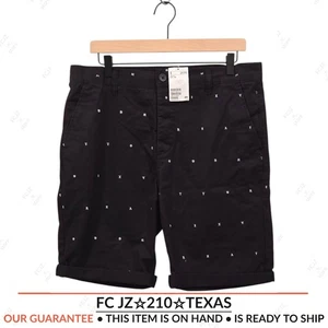 H&M Divided - Men's 32" Shorts - Black w/White Letter Pattern - Button Fly - NWT - Picture 1 of 15