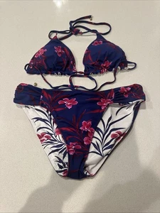 Tommy Bahama Oasis Blossom Bikini Set Triangle Top L Hipster Bottoms M Read/pics - Picture 1 of 12