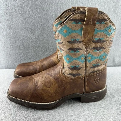 Botas para mujer Ariat Anthem Shortie Savanna Western Dry Taupe Azteca talla 9,5 AMPLIAS Foto 1 de 4