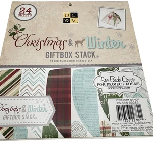 DCWV Caja de Regalo Navidad e Invierno Pila 23 Hojas Cartulina Impresa 8x8 - Imagen 1 de 13