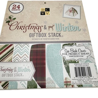 DCWV Christmas & Winter Giftbox Stack 23 Sheets Printed Cardstock 8x8 - Image 1 of 4