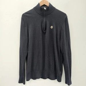 Ted Baker 1/4 Zip Jumper Size L Navy Blue Wool Casual RMF8-BL - Picture 1 of 6