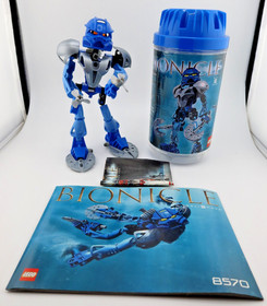 LEGO Bionicle Gali Nuva 8570 Toa Water Complete Canister Manual Poster Mask 2002