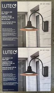 2-Pack LUTEC 12" Wall Light 1200 Lumens Dusk To dawn Sensor Matte Black 3000K - Picture 1 of 2