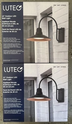 2-Pack LUTEC 12" Wall Light 1200 Lumens Dusk To dawn Sensor Matte Black 3000K - Image 1 of 2