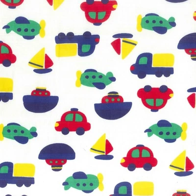 1  1/3 Yards Hoffman White Alphabet Soup Cotton Print Fabric 43" W Kids Cars - Image 1 of 2