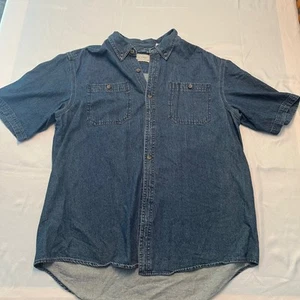 C.E. Schmidt Workwear Denim Shirt Short Sleeve Button Up Pockets Mens L - Picture 1 of 8