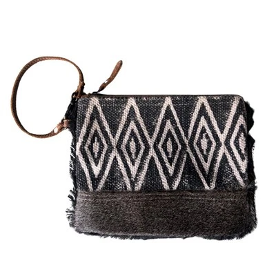 Myra Bag Black Geometric Fringe Small Clutch Wristlet Bag Purse - Image 1 of 4