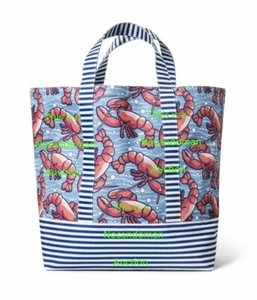 2 NEW W TAG VINEYARD VINES TARGET LOBSTERS BEACH TOTE BAG RED BLUE WHITE STRIPE - Picture 1 of 2