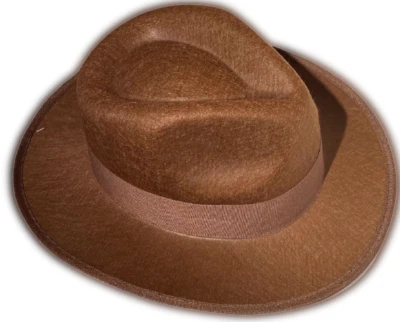 1940’s ADVENTURERS BROWN HAT Indiana Jones Adult Men’s Costume Cap Fedora Cowboy - Image 1 of 4
