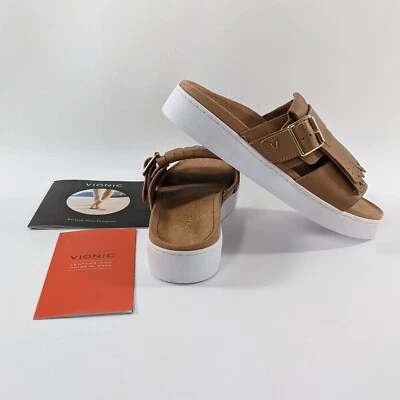 NWOB Vionic Womens Splendid Fillmore Tan Leather Platform Sandals - Image 1 of 4