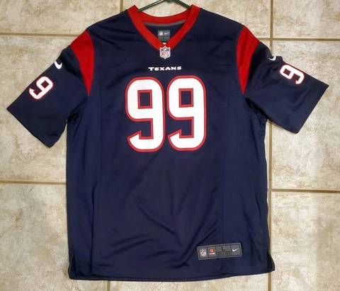 Lot Of 4 NFL Texans Football Jerseys  3 Watt (99) (3X, L), 1 Foster (23) (M) Cover