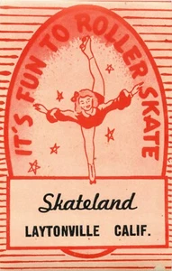 Skateland ~LAYTONVILLE - CALIFORNIA~ Rollerskating / Luggage / Skate Label, 1950 - Picture 1 of 2
