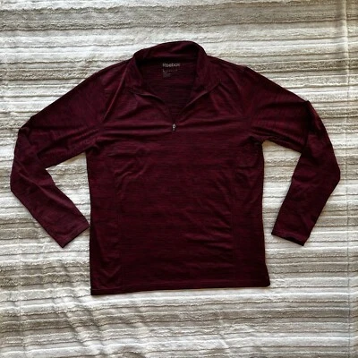 Pullover Reebok Para Hombres Grande Rojo Jaspeado 1/4 Cremallera Manga Larga Agujeros para Pulgar Correr Foto 1 de 4