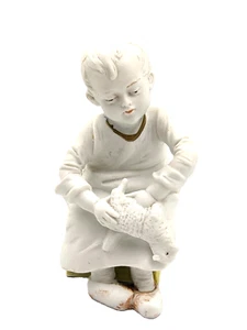 Antigua estatuilla bisque alemana niño con cordero Carl Schneider Dep Mark 9542 Karl - Imagen 1 de 7