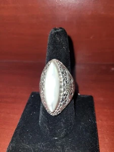 Solid 925 Sterling Silver  Moonstone Ring Gemstone - Size 10 - Picture 1 of 8
