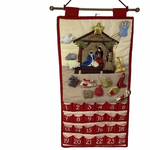 Nativity Advent Calendar Christmas Countdown Fabric Pockets Plush 16 Characters - Picture 1 of 13