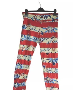 NEW LuLaRoe TC Americana Leggings. USA Patriotic Fireworks 4th Of July Sz 12-18 - Picture 1 of 3